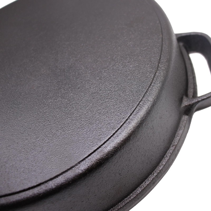 Opexscal Cast Iron Skillet with Tempered Glass Lid, 12-Inch Double