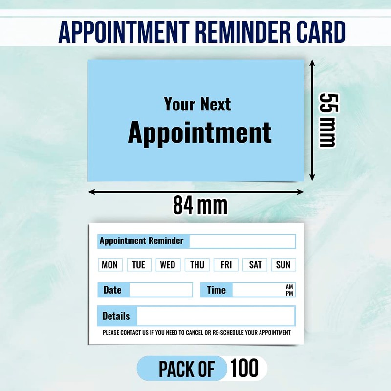 Pack of 100 Beauty Appointment Cards Hairdressing (84 x 55