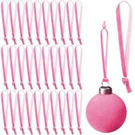 HunnmingRe 100 Pcs Christmas Hangers Ribbons 12" Velvet Christmas Tree Hanging Strings Ornament Ribbon Strap Loops Velvet Ribbon Hangers for Garland Decoration (Pink)