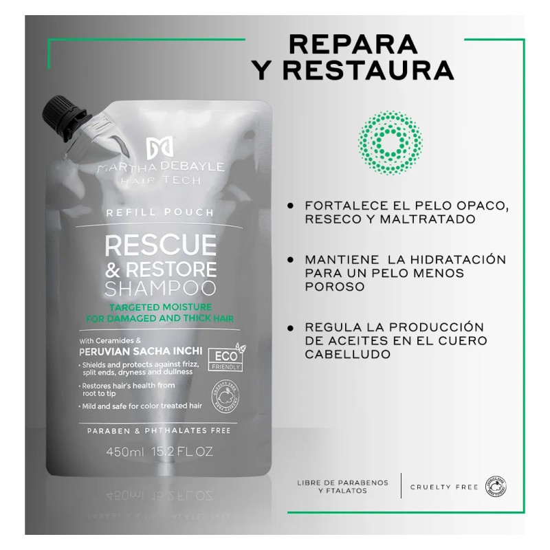 MARTHA DEBYALE HAIR TECH Rescue & Restore Shampoo Pouch. Restauración,
