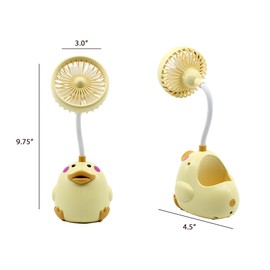 Ennotek SUPER CUTE Animal Table Top Fan USB, Fun Office Desk Accessories, Desk Fans Small Quiet Electric Plug In, Small Plug In Fan, Table Fans, Cubical Accessories for Work (Yellow Duck)