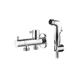 Ibergrif M22005 Hand Held Bidet Sprayer for Toilet, Bidet Attachment for Toilet UK, with Two Outlet Angle Valve, Chrome