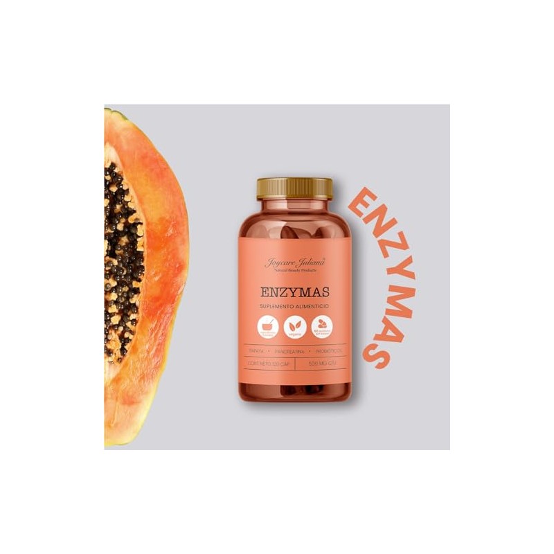 Enzymas Suplemento Alimenticio Papaya Pancreatina Probioticos Ingredientes Naturales Vegano 120