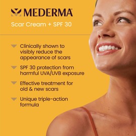 Mederma Scar Cream Plus SPF 30 - Advanced Scar Treatment, Protects from Sun Damage, Reduces Appearance of Scars from Acne, Burns, Surgery & Injury, 40 Grams, (2 x 20g)