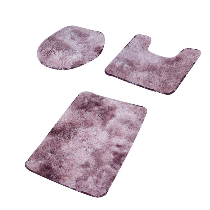3Pcs Bathroom Rug Set Soft Non Slip Toilet Lid Cover