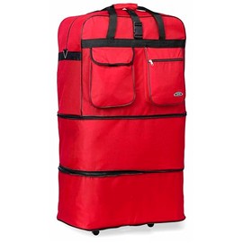 Pod 30" / 36" / 40" Expandable Rolling Wheeled Duffle bag Spinner Luggage suitcase (Red, 40-inch)