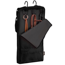 Harrison Howard Bridle/Halter Bag with 3 Prong Tack Rack Durable Waterproof Fabric Horse Tack Carry Bag-Piano Black