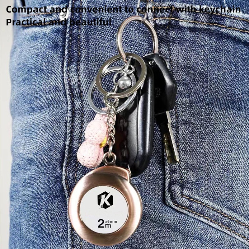 2M Tape Measure Keychain Mini Steel Retractable Tape Measure Keychain