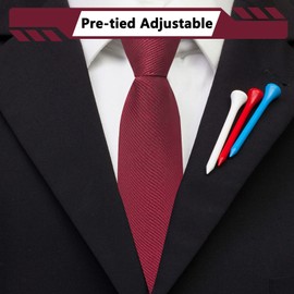 Mantieqingway Men's Pretied Adjustable Black Red Blue Silver Tie 3.15'' Zipper Ties Clip on Neckties for Wedding Business Graduation School Uniforms