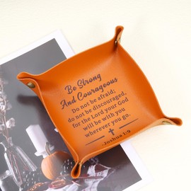 Baptism Gifts for Boys Christian Gifts for Men Faith Based Gifts Leather Tray Bible Gifts Baby Dedication Gifts for Boys First Communion Gifts Appreciation Gifts Dad Gifts from Daughter Religious Gift