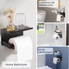 Wall-Mounted Toilet Paper Holder with Shelf – Black Stainless Steel