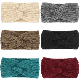 DRESHOW 6 Pack Crochet Ear Warmer Headband Soft knit Turban Stretch Headbands Warmer for Women Winter