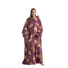 Capecage Blanket Hoodie, Long Hooded Blanket Sweatshirt as Birthday Gifts for Women Men, Long Wearable Blanket for Men Women.(Sloth)