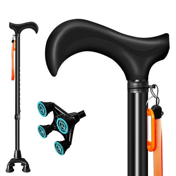 DEOMAi Walking Cane Stand Free Adjustable Quad Walking Cane for