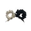 Crystal Satin Hair Scrunchies Black & White Set for Women,