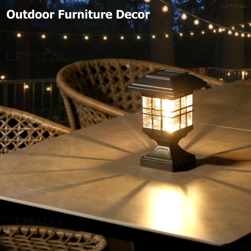 Lffital Solar Post Lights Outdoor Solar Cap Lights Deck Fence