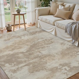 6x9 Washable Area Rugs for Living Room Rug-Carpet Modern Abstract Rugs for Bedroom Dining Room Office Contemporary Beige Cream Rug