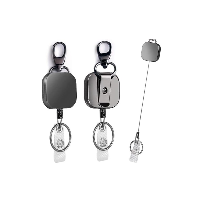 2PCS Carretes Retráctiles, Llavero Retráctil, Clip Retráctil para Tarjetas de