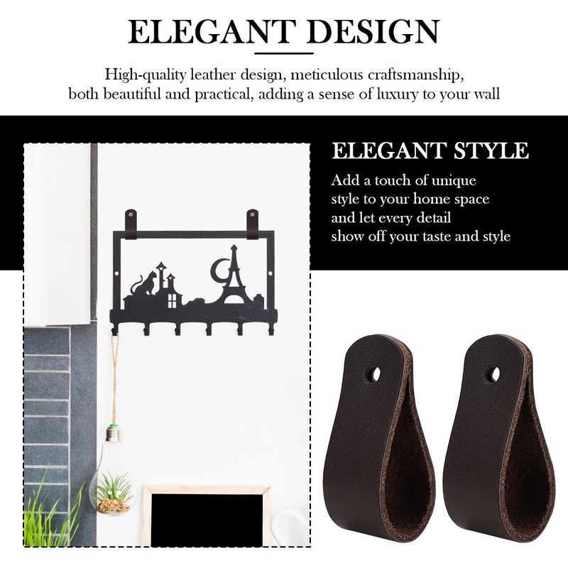 FERCAISH Pack of 8 PU Leather Wall Hooks, Durable, Space-saving,