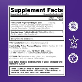 Arthur Andrew Medical - FODMAP DPE, probióticos digestivos y enzimas, alivio para intolerancia FODMAP y alimentos altamente fermentables, veganos,... 