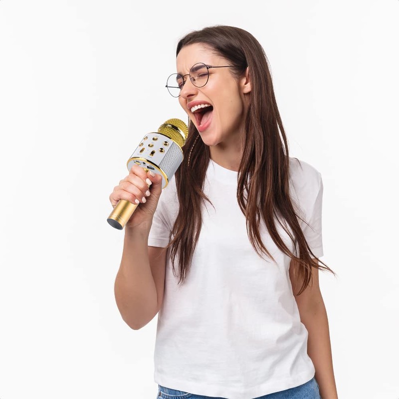 Ginga Micrófono Inalámbrico Karaoke con Bocina Bluetooth Incluida, Múltiples Funciones