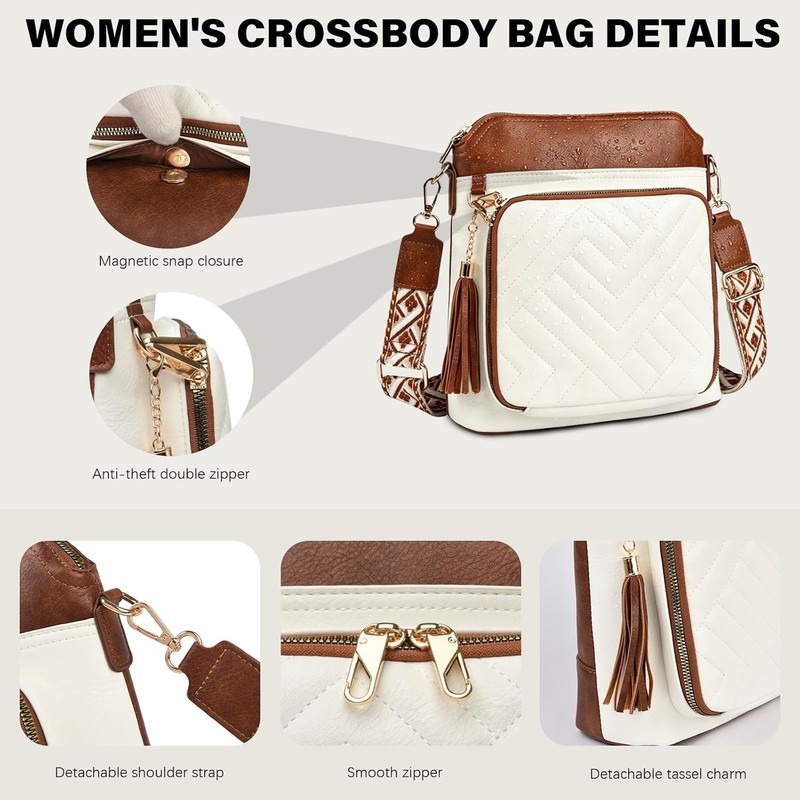 Travistar Bolsa Crossbody Mujer, Bandolera Mujer Cuero PU, Protección RFID