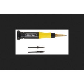 General Tools 707088 Carbide Scriber and Awl Set with 3 Interchangeable Tips - Center Punch for Metal Work - Black and Yellow