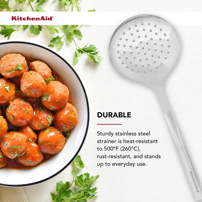 KitchenAid Premium Strainer with Hang Hook, 14-Inch, Stainless Steel