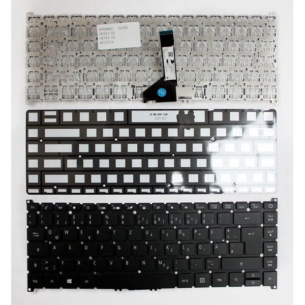 Power4Laptops German Layout Backlit Black Replacement Laptop Keyboard Compatible With