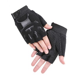 Kids Half Finger MTB Cycling Gloves Road Bike Gloves Breathable Anti Slip Workout Gloves Roller Skating Mitten Sports Gloves Fingerless Riding Climbing Gloves for Boys Girls (L For 8-12Y, Black)