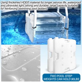 2PCS Swimming Pool Ladder Weights, HDPE Swimming Pool Step Weights Holds 90lbs, Pool Weights for Ladders for Easy Step System, Pool Ladder Weights for Above Ground Pools