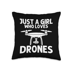 Funny Drone Design For Girls Kids Drone Camera Pilot Lovers Throw Pillow