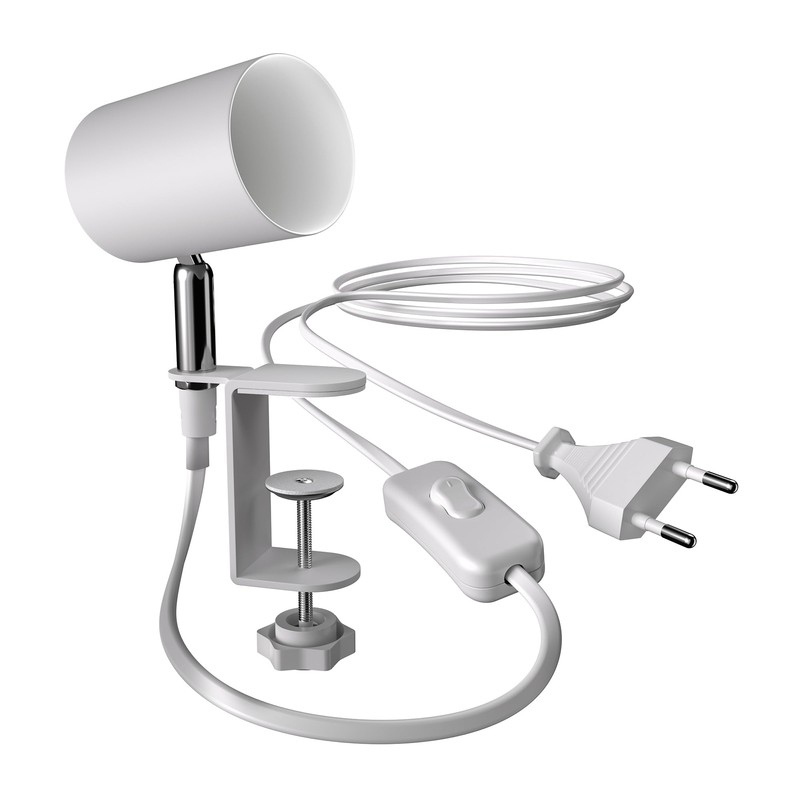 ledscom.de Waika Clamp Light, Switch, Matte White, 1x GU10 Max.