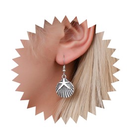 Inilbran Boho Sea Shell Earrings Earrings silver Scallop Shell Drop Earrings Vintage Seashell Clam Earrings Beach Scallop Seashell Dangle Earrings Jewelry for Women and Girls