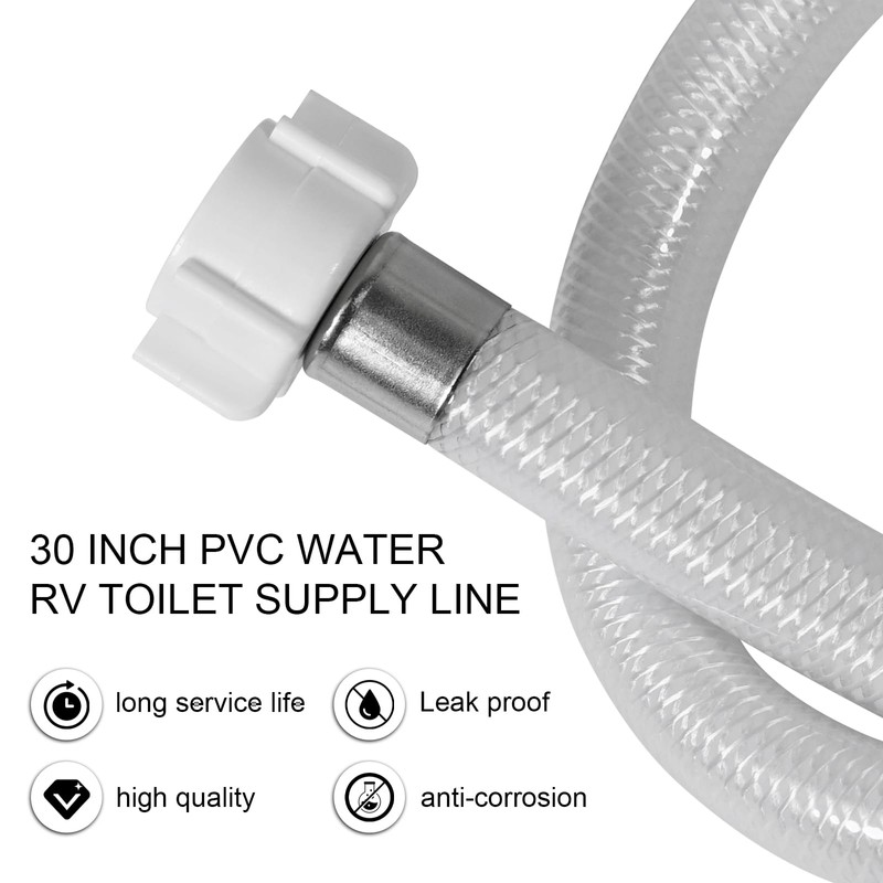 30 Inch PVC Water RV Toilet Supply Line, Faucet Supply