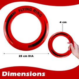 1x Red Flying Ring Skimmer Disc Toy, Professional Flying Disc Throw and Catch Toy, Flyer Disc Gift for Boys Girls, Kids Adults Summer Beach Outdoor Garden Play Frisbee Ring Size 25cm