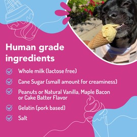 Puppy Scoops Dog Ice Cream Mix (Peanut Butter Flavor), 4.65 oz - Just Add Water and Freeze at Home, Powder Mix with Ice Cream Cup and Reusable Lid - Made in USA
