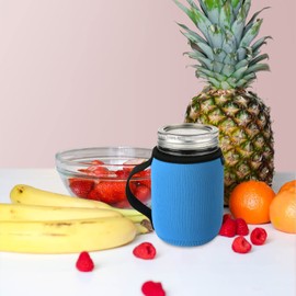 Beautyflier 16oz Regular Mouth Mason Jars Neoprene Sleeve, Mason Jars Drinking Glasses Neoprene Cover, Wide Mouth Mason Jars Insulators with Handle