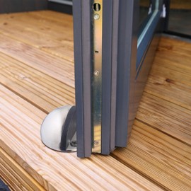 Relaxdays Set of 6 Door Stops Floor Screw & Glue Flat Room Door Stop Buffer Silver/Black