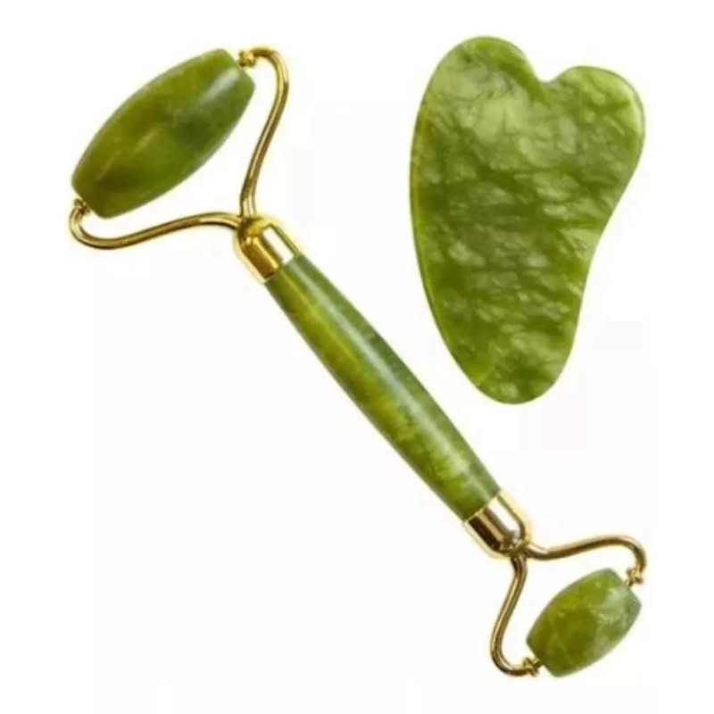 RIVERSOFY Paquete 10 Rodillos Jade + 10 Guasha Masaje Rejuvenecimiento