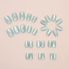 Light Green Press on Nails Short Square Fake Nails Cat