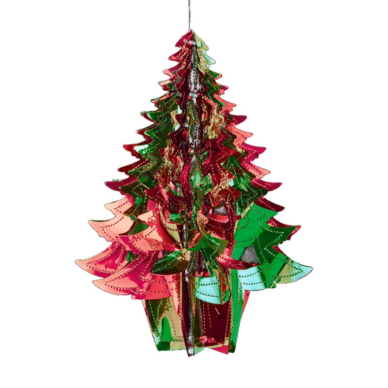 Foil Ceiling Decorations Green/Red Christmas 2 Tone - Set 2