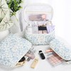 senbowe Floral Makeup Bag, 3 Pack Large Cotton Quilted Makeup