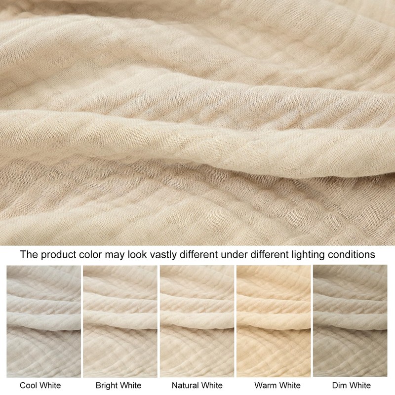 100% Cotton Soft Muslin Blankets for Adults, 6-Layer Lightweight King