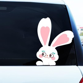 Dreothy Cute Rabbit Peeking Vinyl Stickers Waterproof Wall Art Decals Cartoon Animal Window Stickers for Car Truck Decals Laptop Motorcycle Bumper Stickers (Rabbit)