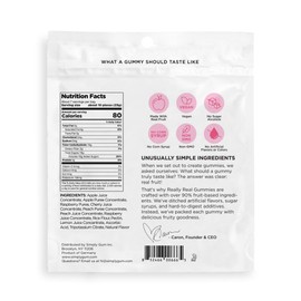 Simply Really Real Gummies | Made with Real Fruit | Peach and Raspberry | 5.3 oz (Pack of 2) | No Cane Sugar + Gluten Free + Kosher
