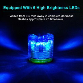 Aolyty Solar Strobe Warning Light IP54 Waterproof LED Flashing Safety Light Bright Warning Lamp Outdoor for Construction Traffic Dock Marine Beacon Road Signs (Blue)
