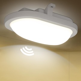 LEZOE 18W LED Wet Room Light with Motion Sensor Indoor, 2200LM 120lm/W IP54 Sensor Ceiling Light Motion Sensor Bathroom Light, 4000K Ceiling Light for Wet Room, Hallway, Warehouse, Basement, Garage