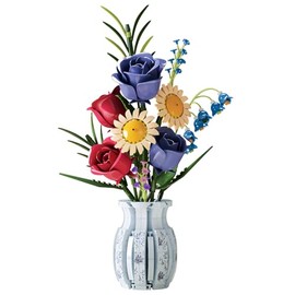 Chodia Flowers Bouquet Building Blocks Set with Vase, Roses Sunflower Kits Botanical Collection Home Office Decor Mother's Day Birthdays for Adults Mom Women Girls Old Kids Age 8+