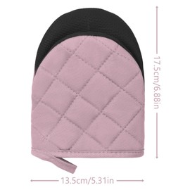 1 Pair Short Oven Mitts, Heat Resistant Silicone Kitchen Mini Oven Mitts for 500 Degrees, Non-Slip Grip Surfaces and Hanging Loop Gloves, Baking Grilling Barbecue Microwave Machine Washable